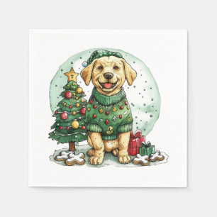 Christmas Yellow Labrador Retriever Dog Napkin