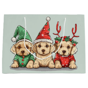 Christmas Yellow Labrador Retriever Dogs Large Gift Bag