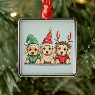 Christmas Yellow Labrador Retriever Dogs Metal Tree Decoration