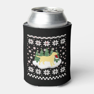 Christmas Yellow Labrador Silhouette Santa Hat Cla Can Cooler