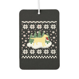 Christmas Yellow Labrador Silhouette Santa Hat Cla Car Air Freshener