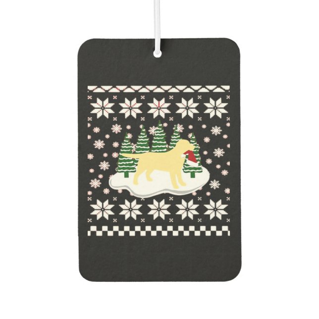 Christmas Yellow Labrador Silhouette Santa Hat Cla Car Air Freshener (Front)