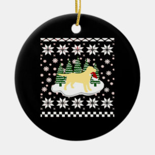 Christmas Yellow Labrador Silhouette Santa Hat Cla Ceramic Tree Decoration