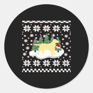 Christmas Yellow Labrador Silhouette Santa Hat Cla Classic Round Sticker