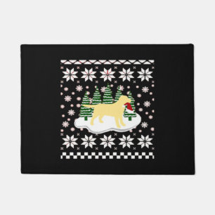 Christmas Yellow Labrador Silhouette Santa Hat Cla Doormat