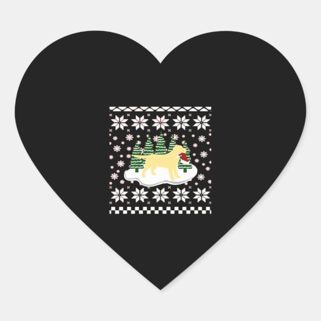 Christmas Yellow Labrador Silhouette Santa Hat Cla Heart Sticker (Front)