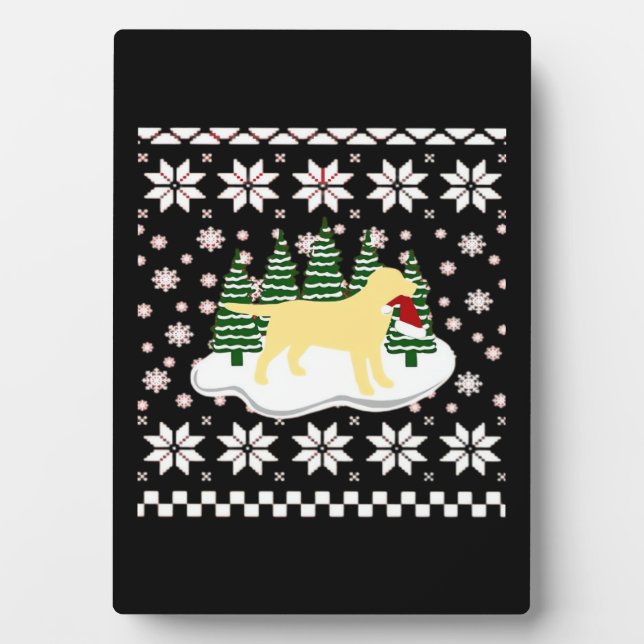 Christmas Yellow Labrador Silhouette Santa Hat Cla Plaque (Front)