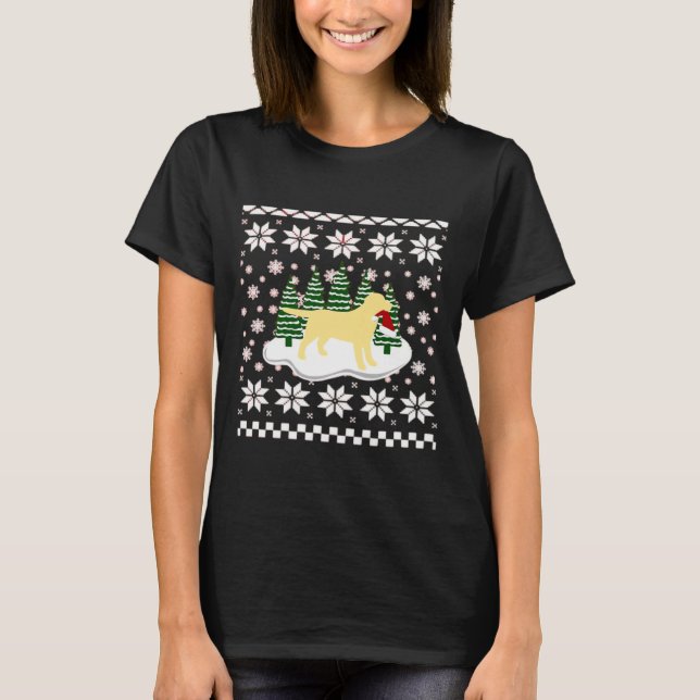 Christmas Yellow Labrador Silhouette Santa Hat Cla T-Shirt (Front)