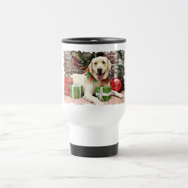 Christmas - Yellow Labrador - Strider Travel Mug (Center)