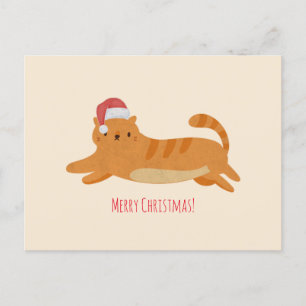 Christmas Yellow Tabby Cat Postcard