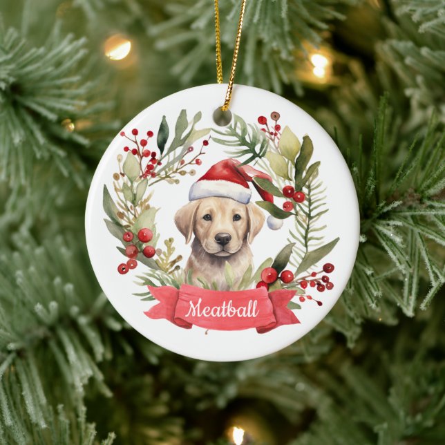 Christmas YellowLab Personalised  Ceramic Ornament (Tree)