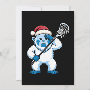 Christmas Yeti Lacrosse Santa Hat Sasquatch Snow Invitation