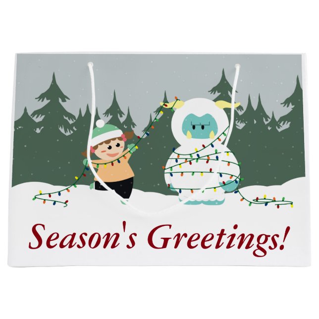 Christmas Yeti Large Gift Bag (Front)