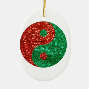christmas yin yang ceramic tree decoration