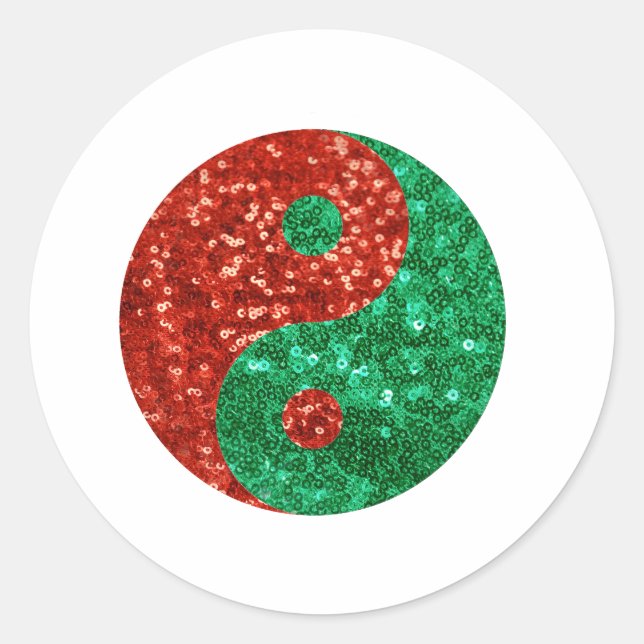 christmas yin yang classic round sticker (Front)