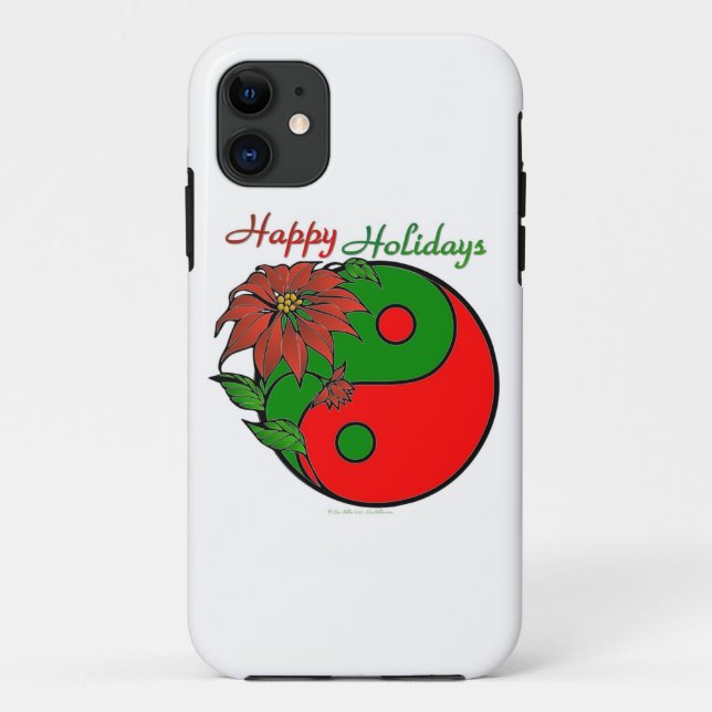 Christmas Yin Yang Poinsettia Case-Mate iPhone Case (Back)