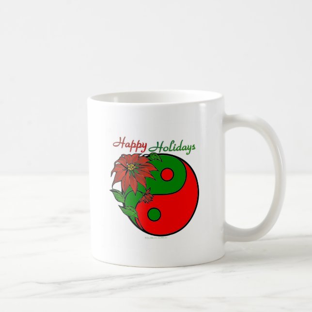 Christmas Yin Yang Poinsettia Coffee Mug (Right)