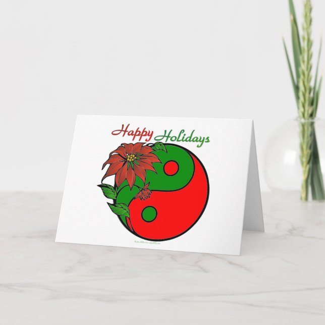Christmas Yin Yang Poinsettia Holiday Card (Front)
