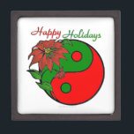 Christmas Yin Yang Poinsettia Jewellery Box<br><div class="desc">You are viewing The Lee Hiller Design Collection. Apparel,  Gifts & Collectibles  Lee Hiller Photography or Digital Art Collection. You can view her Nature photography at http://HikeOurPlanet.com/ and follow her hiking blog within Hot Springs National Park.</div>