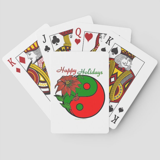 Christmas Yin Yang Poinsettia Playing Cards (Back)
