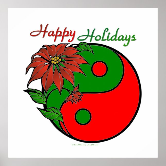 Christmas Yin Yang Poinsettia Poster (Front)