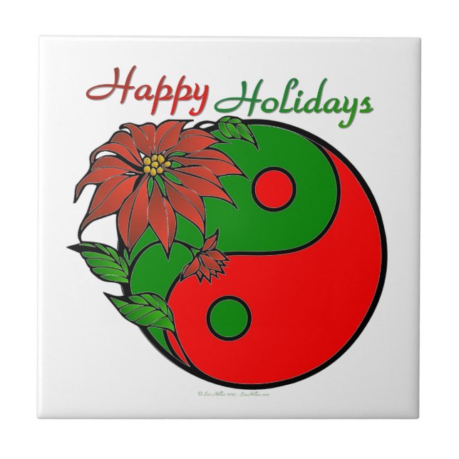 Christmas Yin Yang Poinsettia Tile (Front)
