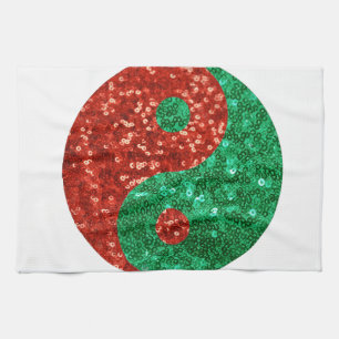 christmas yin yang tea towel