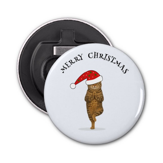 Christmas yoga cat your text bottle opener (Front)