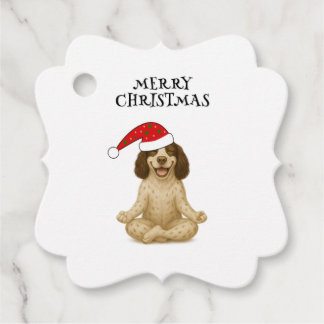 Christmas yoga dog your text favor tags