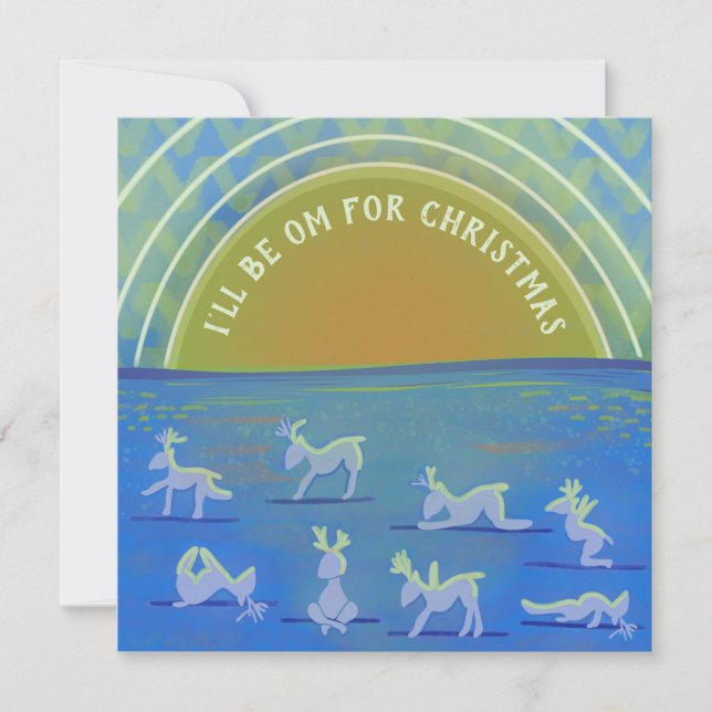 Christmas Yoga Reindeer  Holiday Card (Front)