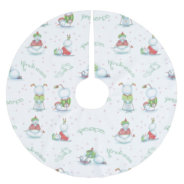 Christmas Yoga Snowman tree skirt (Front)