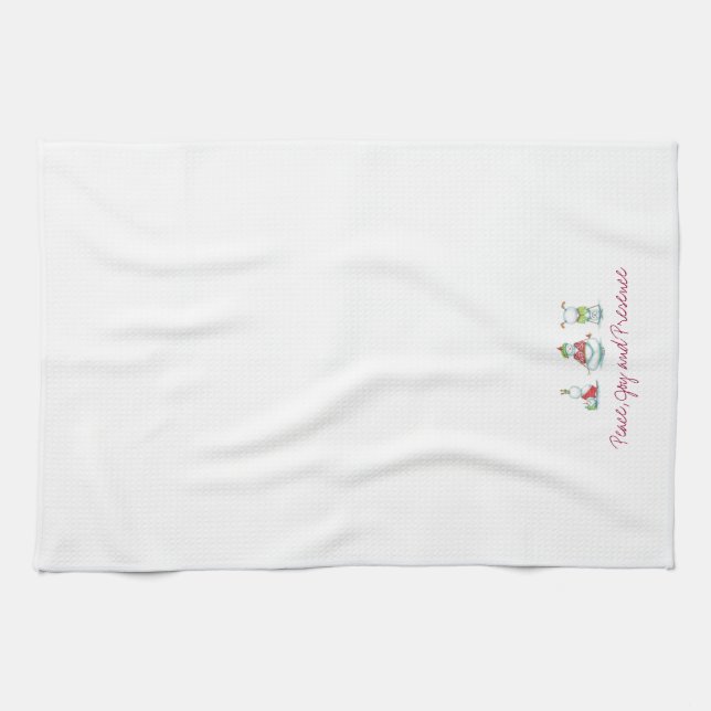 Christmas yoga  snowmen kitchen towel (Horizontal)