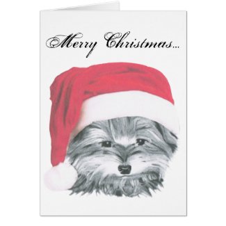 Christmas Yorkie Dog Card