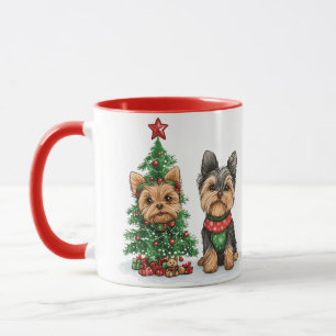 Christmas Yorkie Dogs Mug