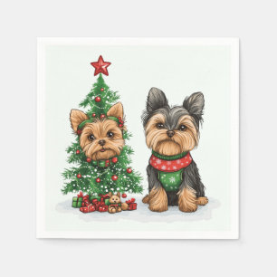 Christmas Yorkie Dogs Napkin
