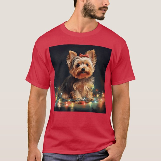 Christmas Yorkie girl T-Shirt (Front)