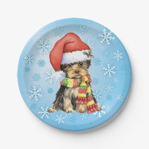 Christmas Yorkie Paper Plate