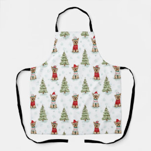 Christmas Yorkies Dog Apron