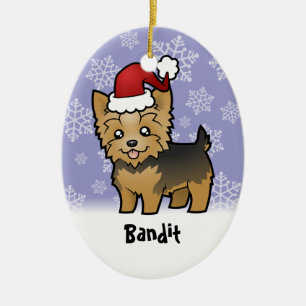 Christmas Yorkshire Terrier (add your pets name) Ceramic Tree Decoration