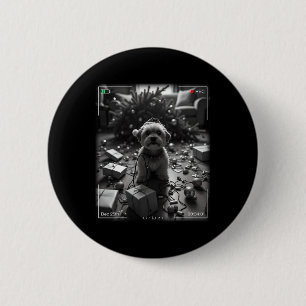 Christmas Yorkshire Terrier Caught On Camera 6 Cm Round Badge