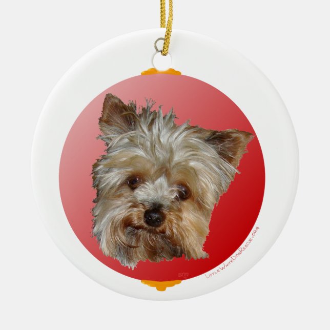 Christmas Yorkshire Terrier Ceramic Tree Decoration (Front)