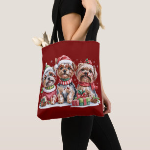 Christmas Yorkshire Terrier Dog Lovers Tote Bag