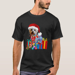 Christmas Yorkshire Terrier Dog Xmas Lights Santa T-Shirt