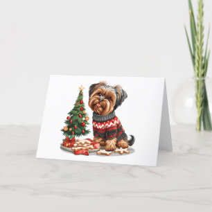 Christmas Yorkshire Terrier Dogs Holiday Card