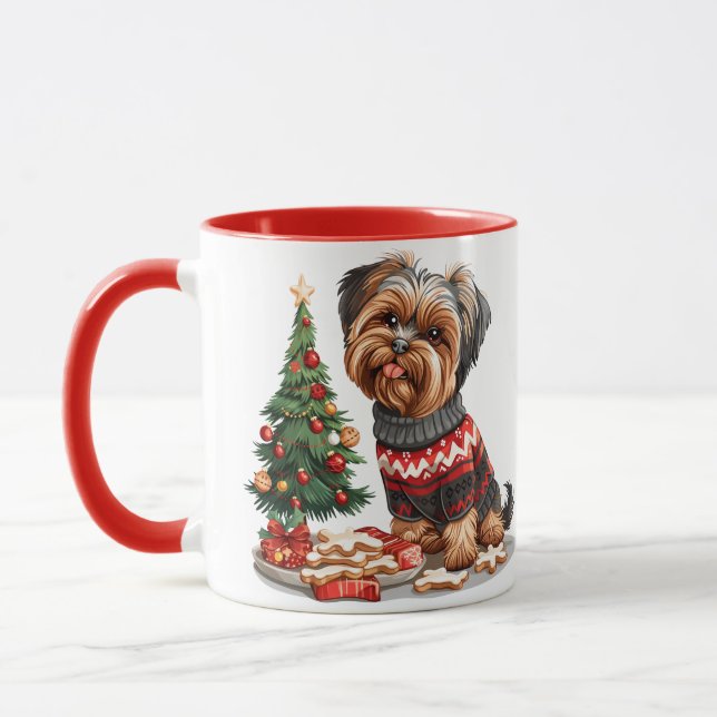 Christmas Yorkshire Terrier Dogs Mug (Left)