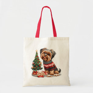 Christmas Yorkshire Terrier Dogs Tote Bag