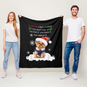 Christmas Yorkshire Terrier Funny Yorkie Puppy Fleece Blanket