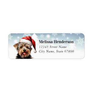 Christmas Yorkshire Terrier Return Address Label