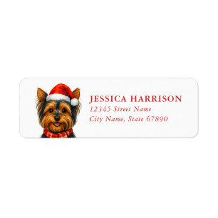 Christmas Yorkshire Terrier Return Address Label