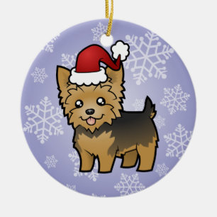 Christmas Yorkshire Terrier (short hair no bow) Ceramic Tree Decoration
